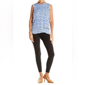 Kate Spade Island Stamp Breath of Fresh Air Layered Blue Print Top Shirt Blouse